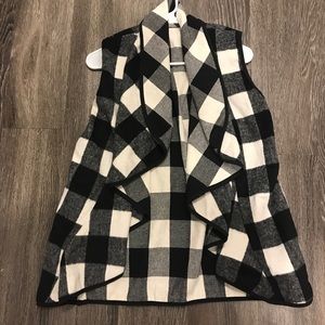 Black and White Checkered Flannel Vest